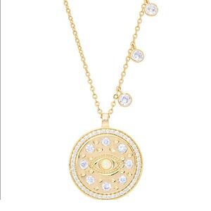 Gold filled Eye of Horus Pendant Necklace with Cubic Zirconia gems   Accents